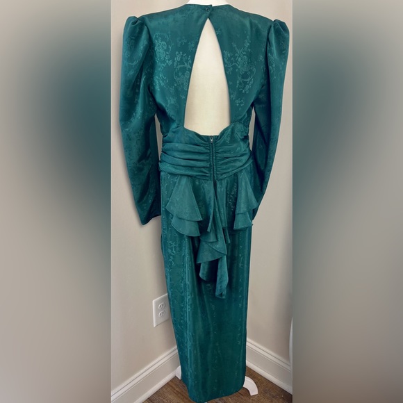 VINTAGE 80s Scott McClintock emerald holiday DRESS - Picture 5 of 12